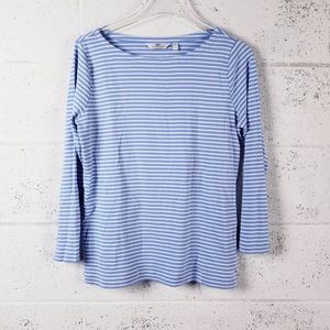 Vineyard Vines Striped Simple Boatneck Tee - Blue White Shirt - NWT - Size Small